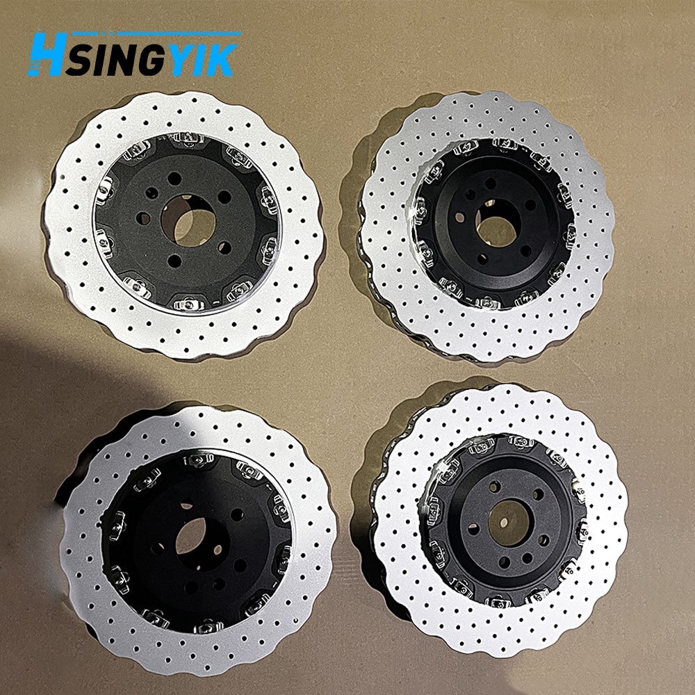 Front Left and Right 2 Pieces Floating Slotted Brake Rotors for Audi C7 RS6 RS7 OEM 4G0615301AH 4G0615301E