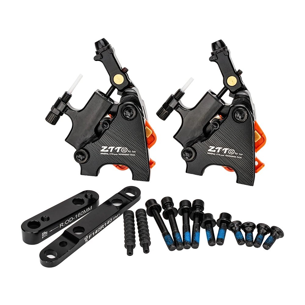 ZTTO Road Bike Line Pulling Hydraulic Disc Brake Calipers Flat Mount Front Rear CX Road Bicycle Disc Brake Rotor 140 160MM