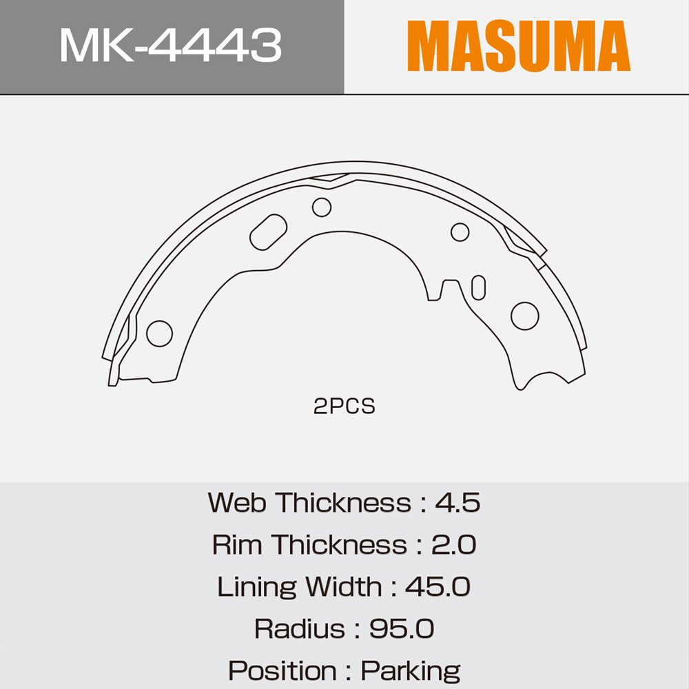 MK-4443 MASUMA Brake System Auto Repair Kit Rear Brake Shoe 97020250 8-94131-881-0 8-94131-881-2 8-94311-777-0
