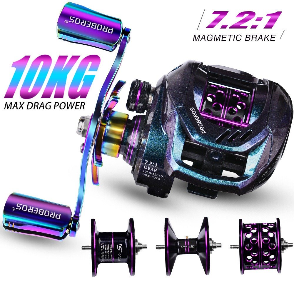 Topline Metal Spool Baitcasting Reel Saltwater Bait Cast Wheel Freshwater Cast Drum Water Drop Reels 10Kg Drag Bait Casting Reel