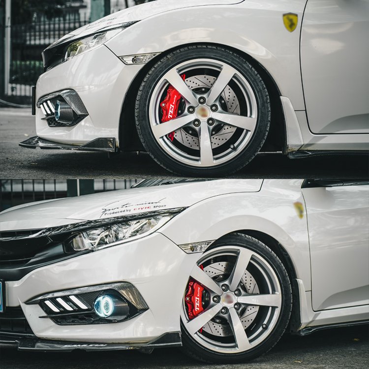 P60NS Front Big Brake Kit 6 Piston Caliper with 355*32 mm Rotor BBK Auto Brake System for Honda Civic FC 18 Inch Car Rim Size