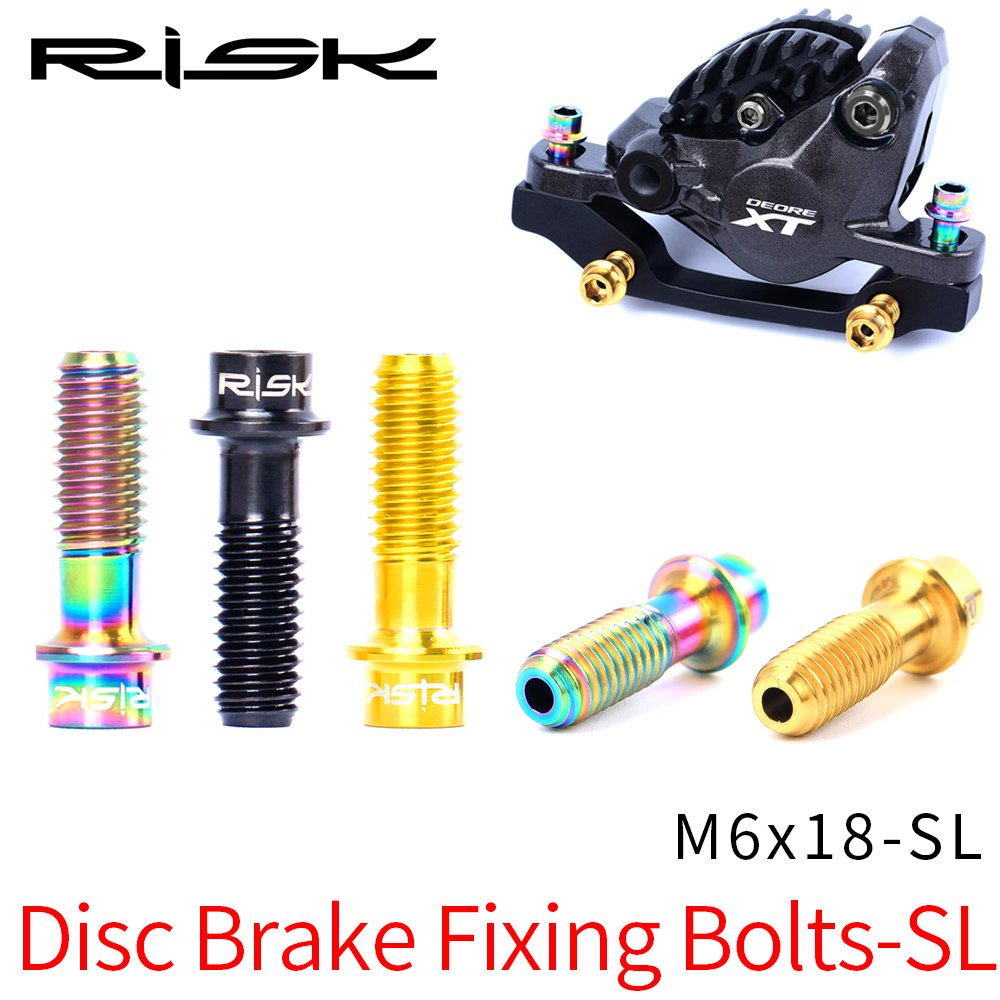 RISK 4pcs M6x18mm Titanium Alloy Disc Brake Fixing Bolts SL Hollow Clamp XT Screws for MTB Mountain Bike Road Parts