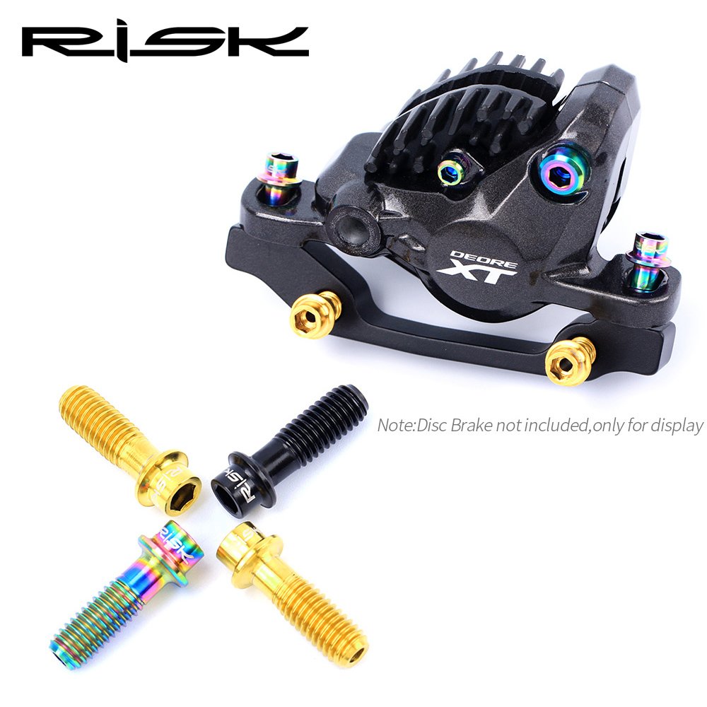 RISK 4pcs M6x18mm Titanium Alloy Disc Brake Fixing Bolts SL Hollow Clamp XT Screws for MTB Mountain Bike Road Parts