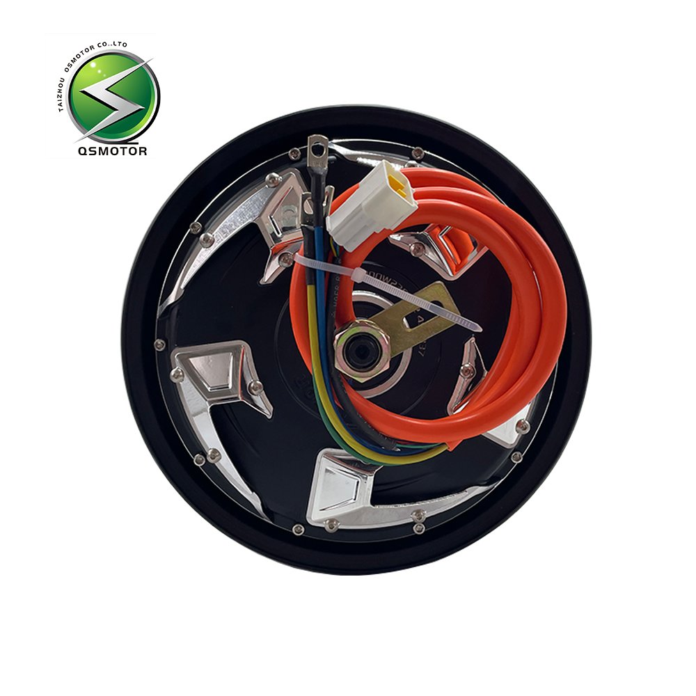 QSMOTOR 10 Inch V4 2000W45H48-96V Brushless DC Disc Brake Motor Suitable for Electric Motorcycles