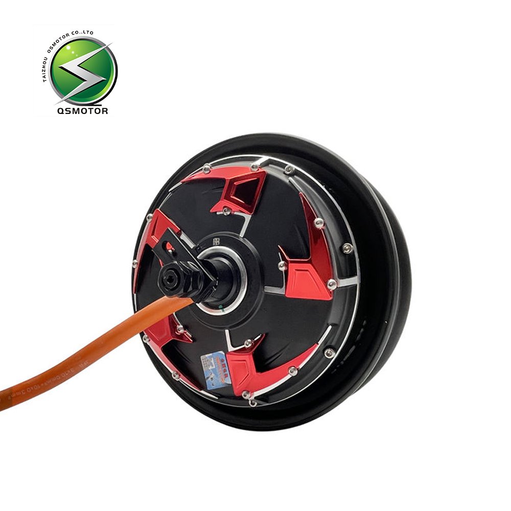 QSMOTOR 10 Inch V4 2000W45H48-96V Brushless DC Disc Brake Motor Suitable for Electric Motorcycles