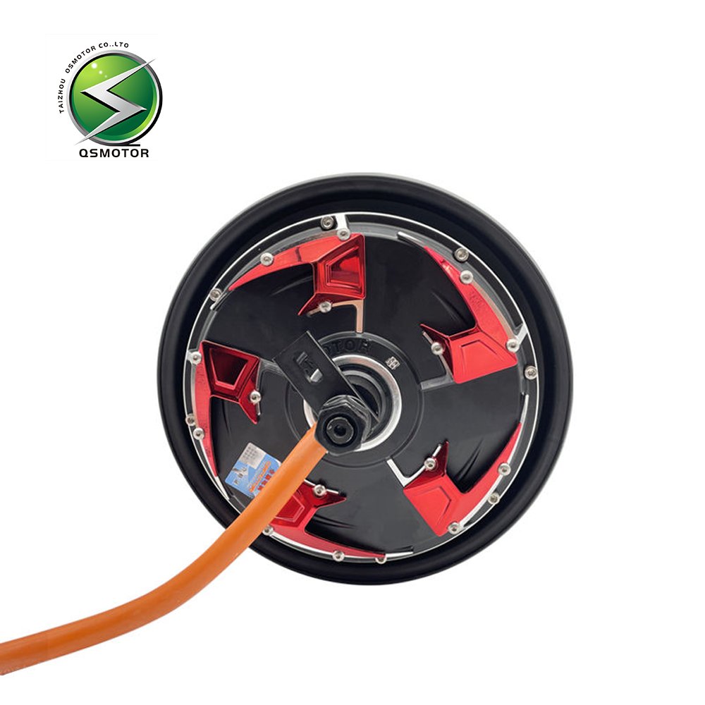 QSMOTOR 10 Inch V4 2000W45H48-96V Brushless DC Disc Brake Motor Suitable for Electric Motorcycles