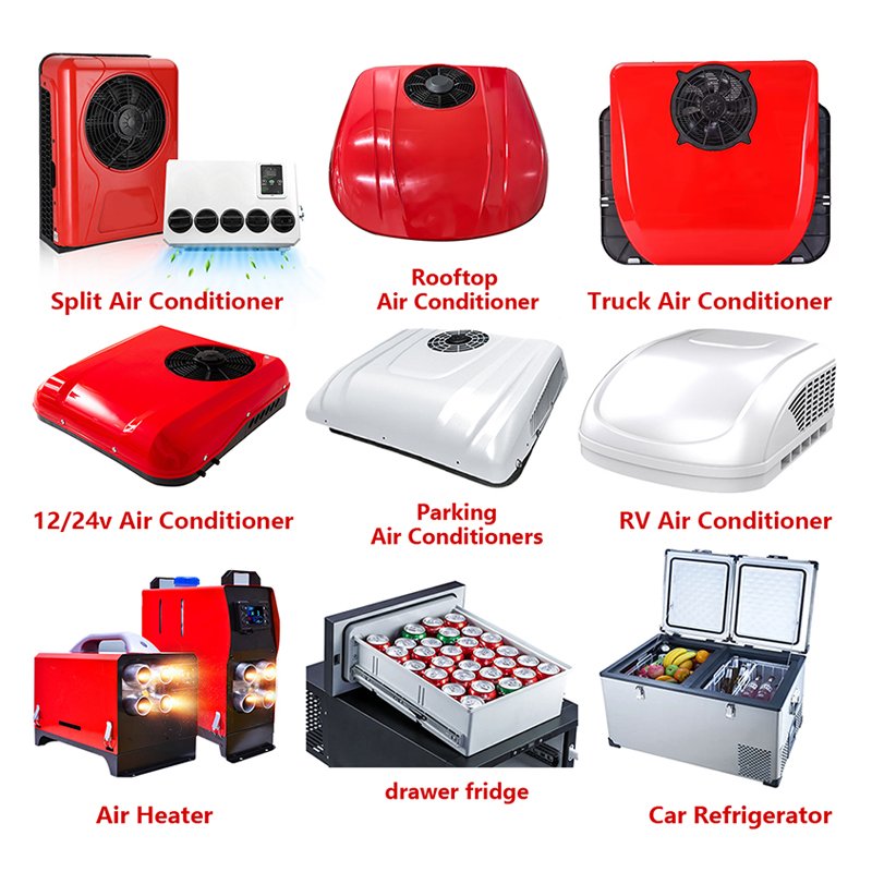 24V AC 12V Truck Air Conditioner Electric Rooftop Air Conditioning for Motorhome Caravan Auto Parking Conditioner for Cars