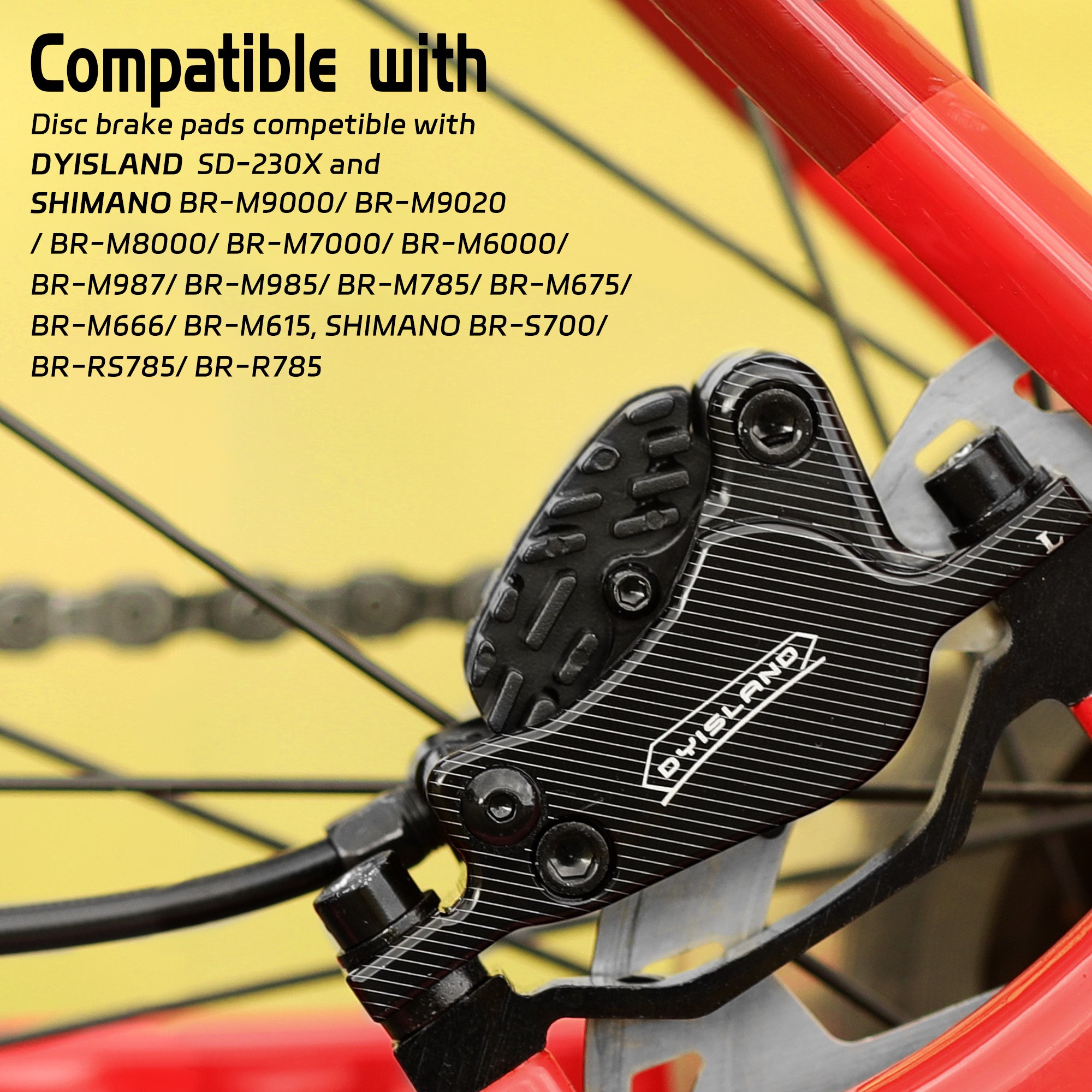 DYISLAND MT3S MTB Bicycle Disc Brake Pads Cooling Fin Hydraulic Caliper Heat Dissipation Semi Metal Resin Brake Pads