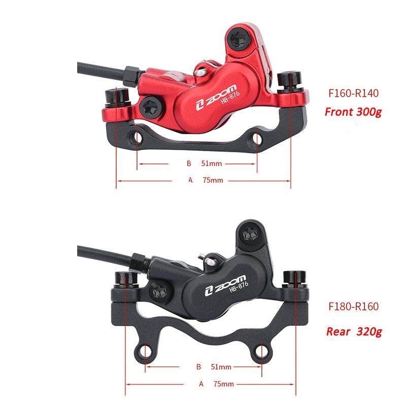 ZOOM MTB Hydraulic Brake Set Bicycle Disc Brake Caliper Front Rear 750/1350mm Bicycle Hydraulic Disc Brakes