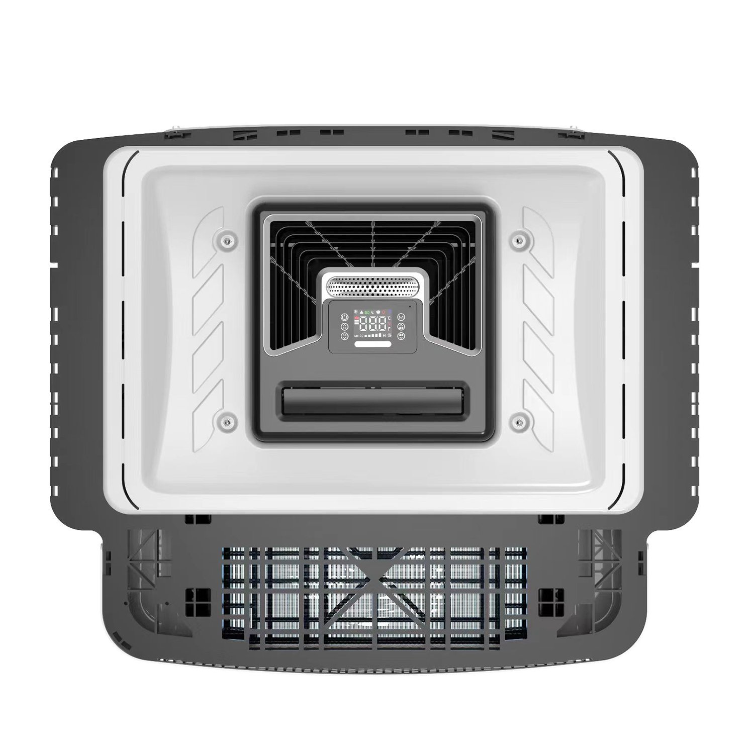 12v 24v Dual Fan Roof Parking air Conditioner Parking Cooler Two Fans Cabin air Conditioner Lamp for Truck Car RV Camper Van