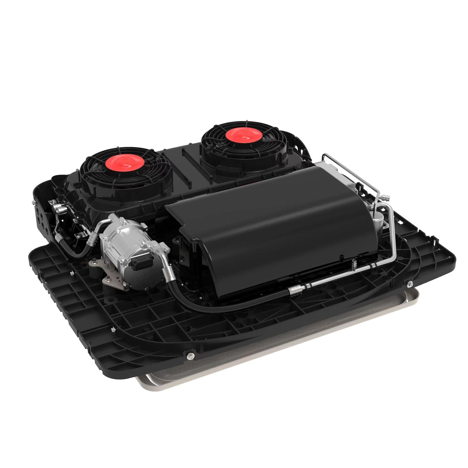 12v 24v Dual Fan Roof Parking air Conditioner Parking Cooler Two Fans Cabin air Conditioner Lamp for Truck Car RV Camper Van