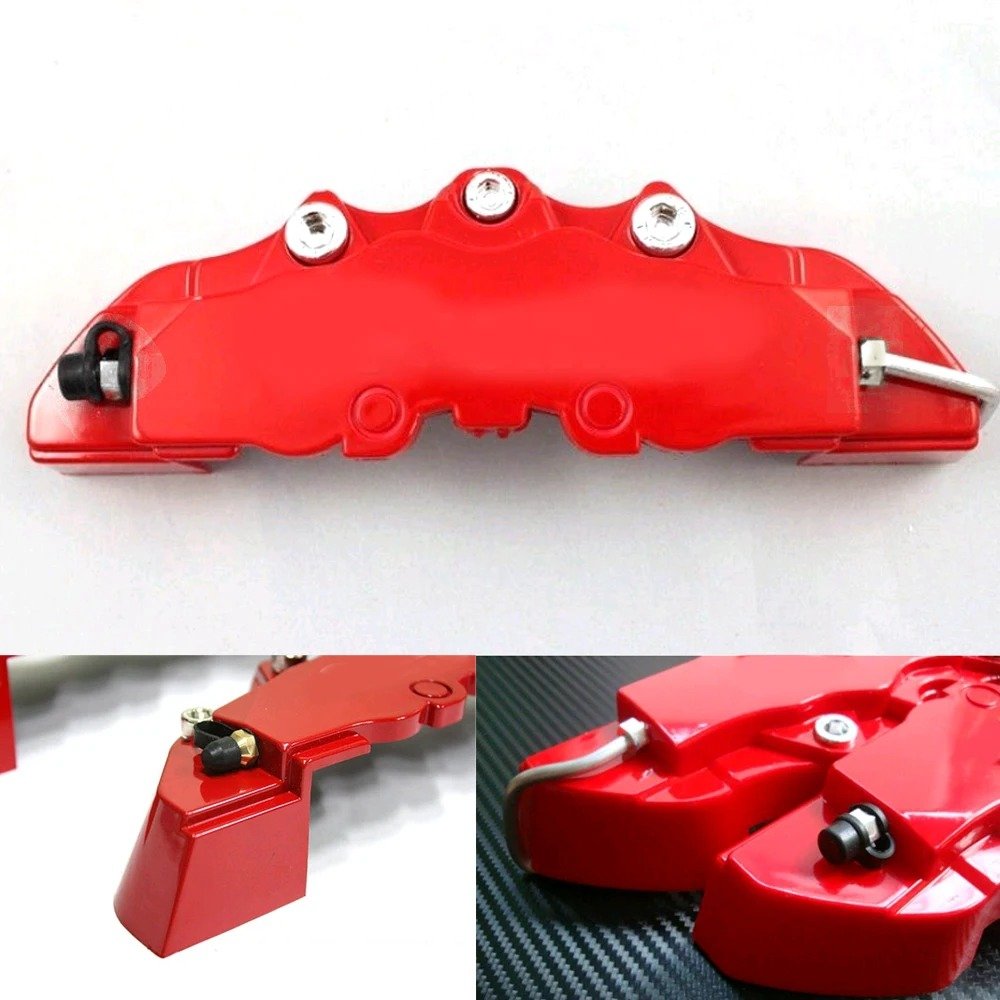Universal 3D Car Disc Brake Caliper Cover Red Brake Cover Disc Red Front and Rear Accessories Kit Fit for 18-24 Inch