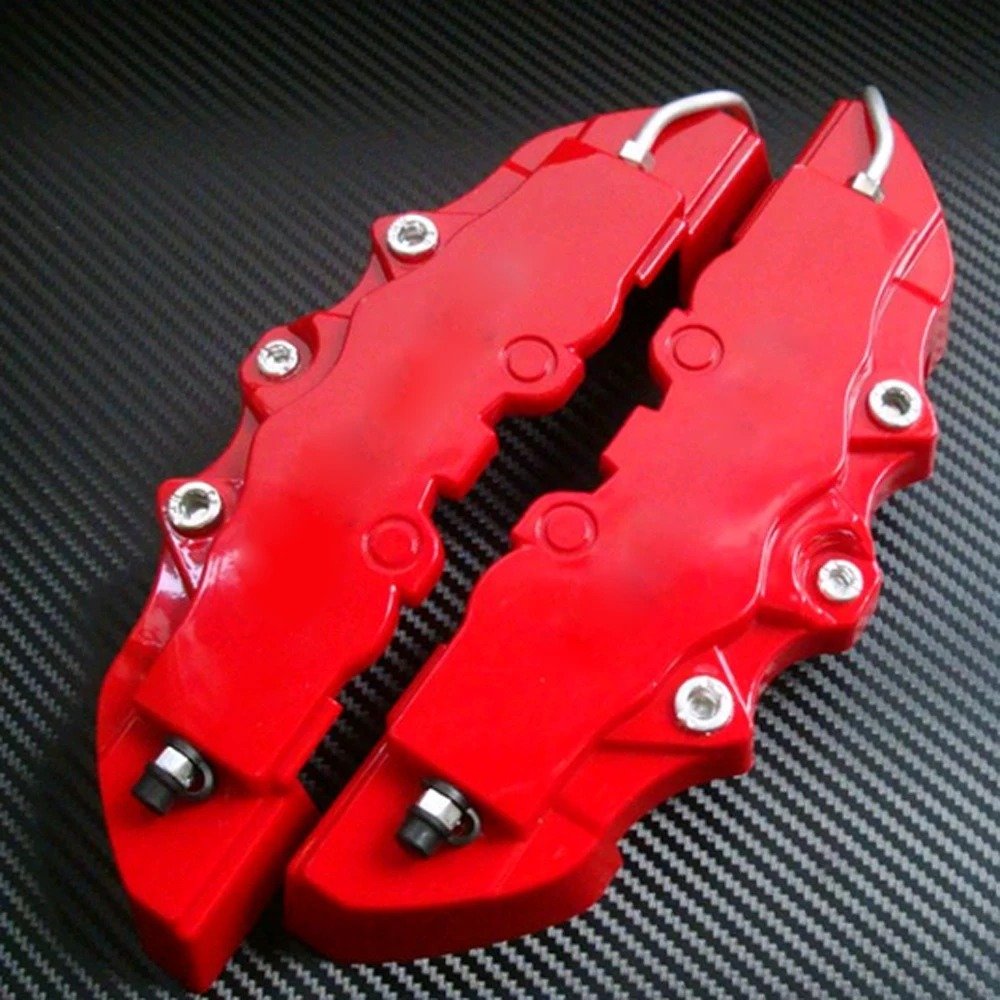 Universal 3D Car Disc Brake Caliper Cover Red Brake Cover Disc Red Front and Rear Accessories Kit Fit for 18-24 Inch