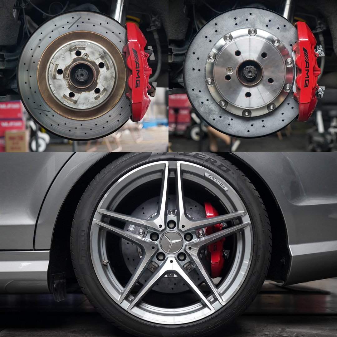 Front 360x36mm and Rear 330x26mm TCCB-R Carbon Fiber Ceramic Rotor for Mercedes AMG C63 W204 Fit Original Caliper