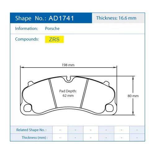 AKun Racing Brake Pad ZRS Series Front Brake Pad 100% Racing for 911 Tagra 4s /Turbo/Turbo S OE# 991.351.947.02; 99135194701