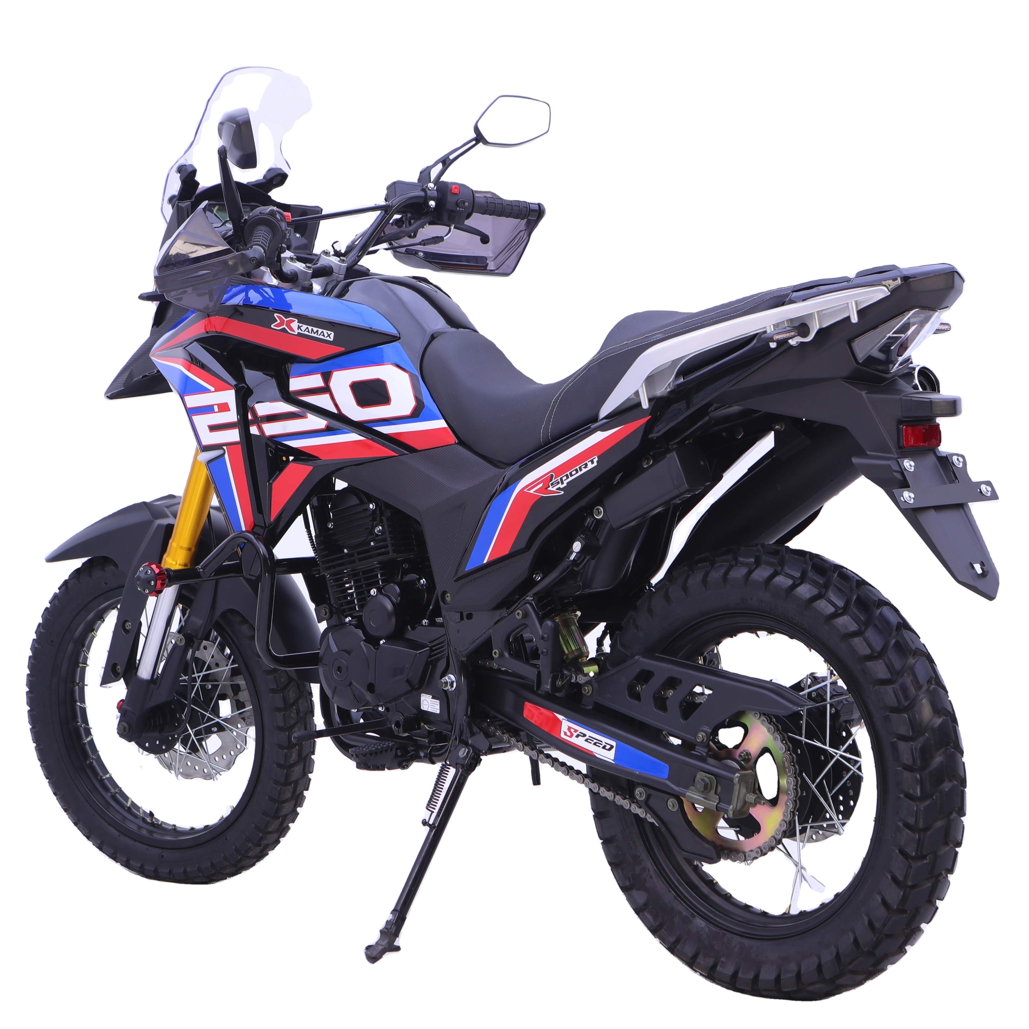 Kamax 2025 Petrol Bike Dirt Bike 200cc Motorcycle Adv Style Off-road Bike Brake Disc LED Light