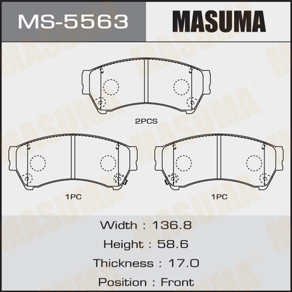 MS-5563 MASUMA Japan Korean Car Parts Brake System Auto Front Eear Brake Pads for Toyota Quantum Prius Hiace Corolla