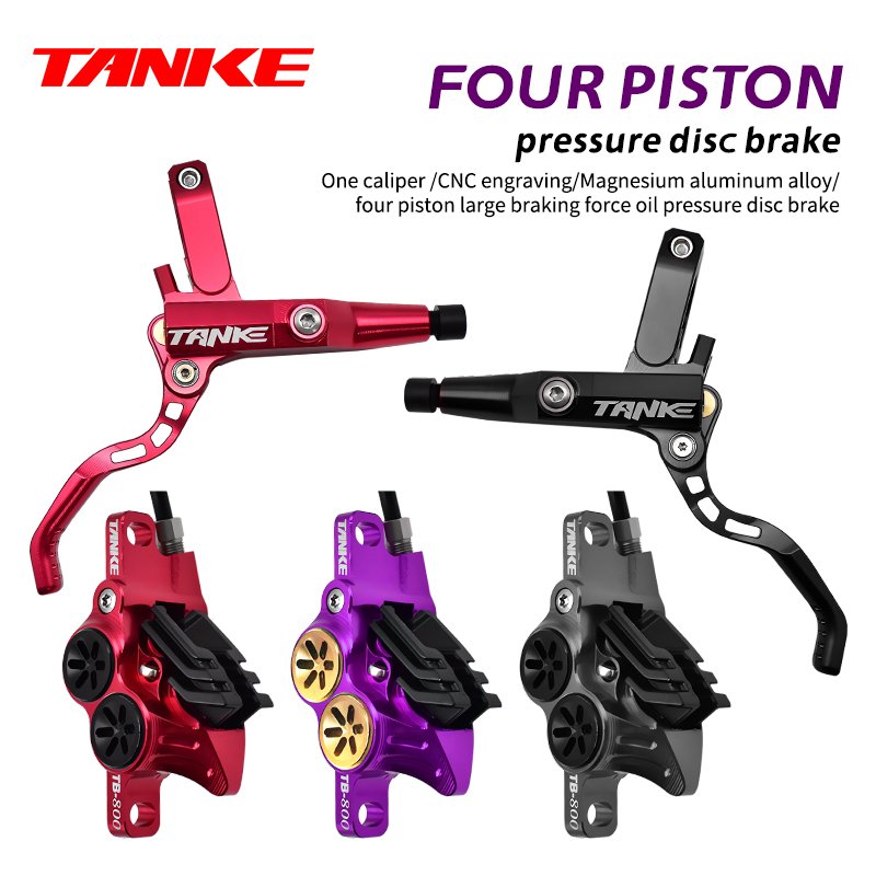 MTB Bike 4 Piston Disc Brake Hydraulic Caliper Resin Brake Pads 900/1700 for AM DH Road Bike Ultralight Disc Brake