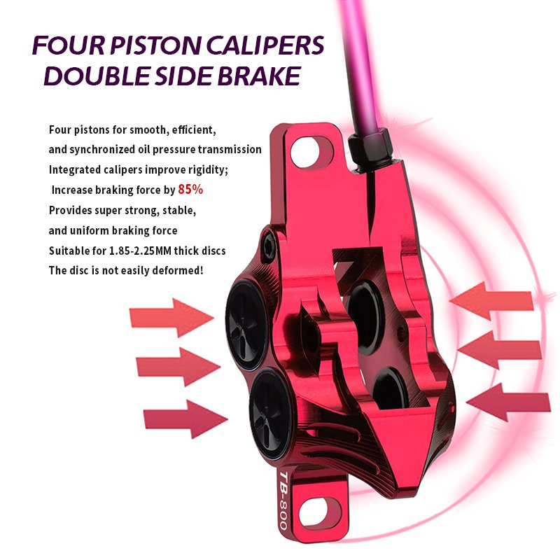 MTB Bike 4 Piston Disc Brake Hydraulic Caliper Resin Brake Pads 900/1700 for AM DH Road Bike Ultralight Disc Brake