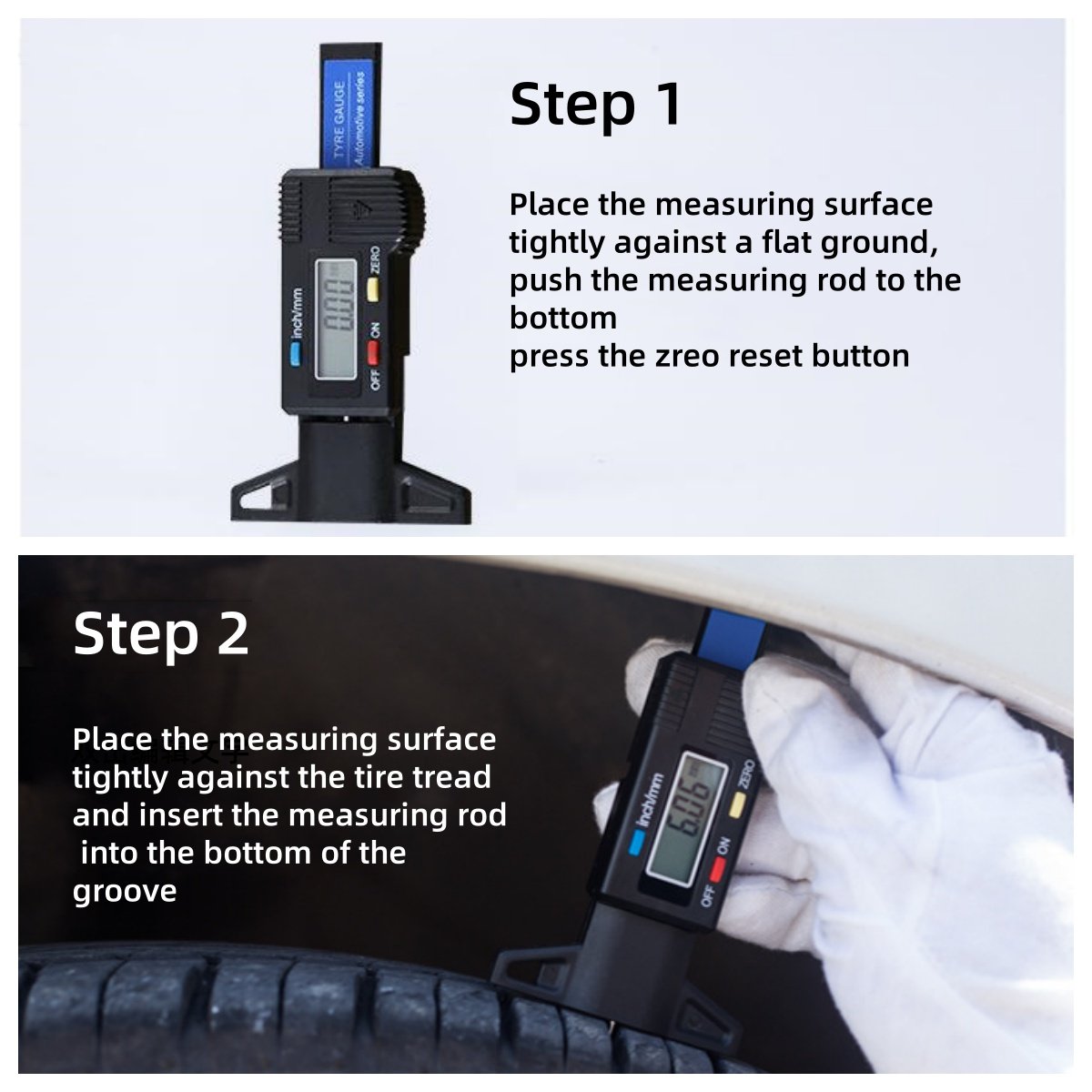 Digital Car Tyre Tire Tread Depth Gauge Meter Measure Tool Lcd Screen Display Tire Thickness Gauges Depth Caliper