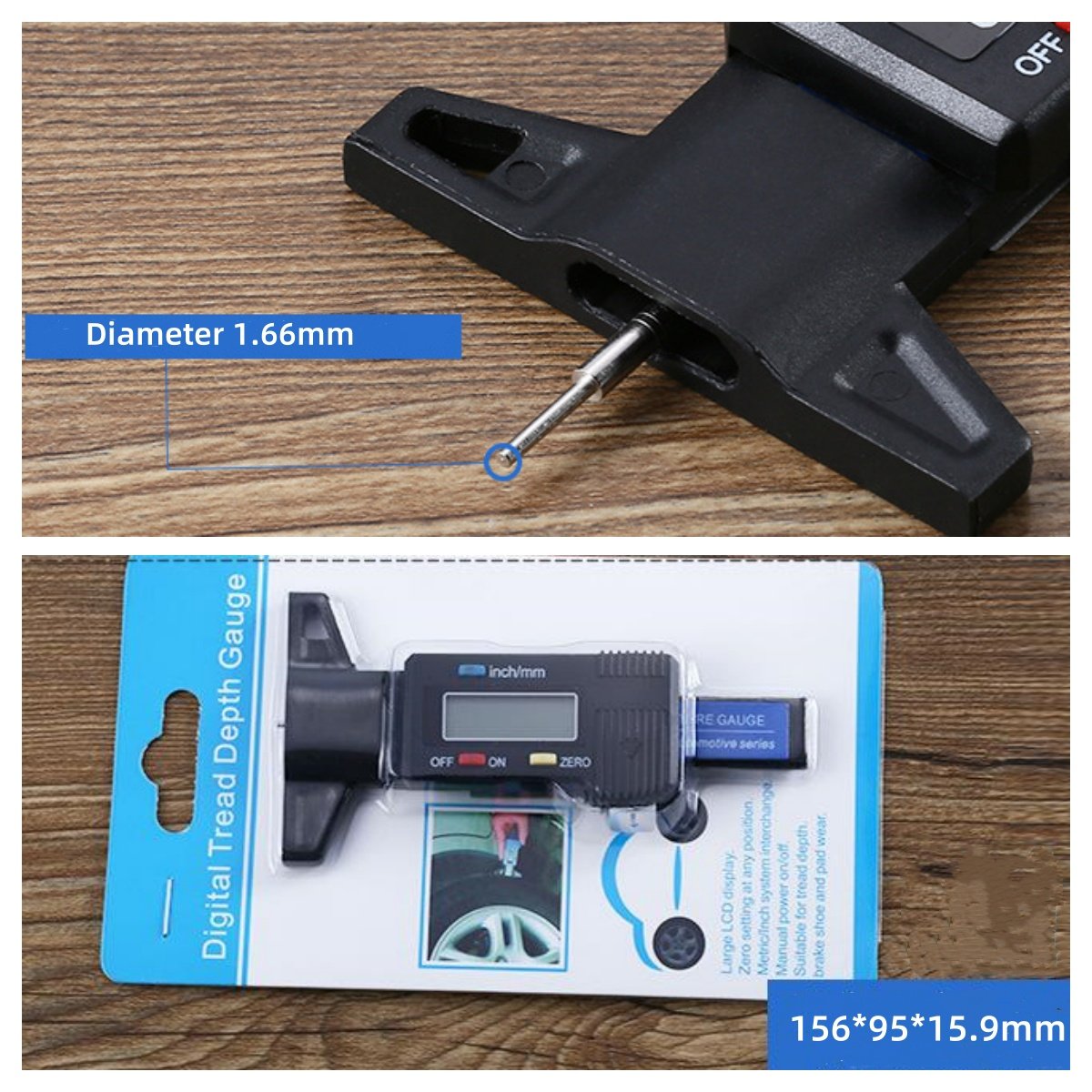 Digital Car Tyre Tire Tread Depth Gauge Meter Measure Tool Lcd Screen Display Tire Thickness Gauges Depth Caliper