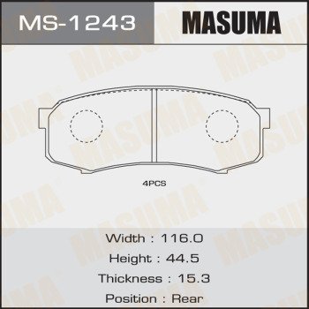 MS-1243N MASUMA Auto Manufacturer Parts Low Met Brake Pads Set Disc 0446660140 AY060-TY006 04492-60020