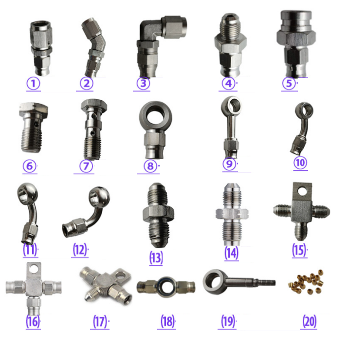 Motorcycle Stainless Steel Banjo Fitting Hydraulic 3air Brake Line Hose Pipe