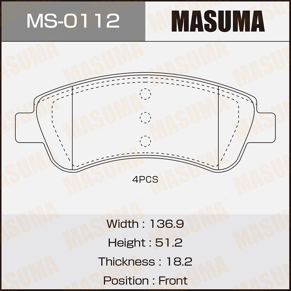 MASUMA MS-0112N Automatic Brake Systems Spare Parts Brake Pads 28402 425238 for CITROEN C4 PEUGEOT 307 206