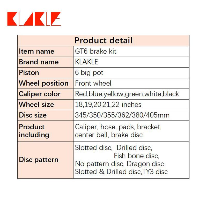 KLAKLE Car Accessories Big Brake Kits GT6 355*32MM Racing Brake Disc for Q50 Infiniti Brake Calipers