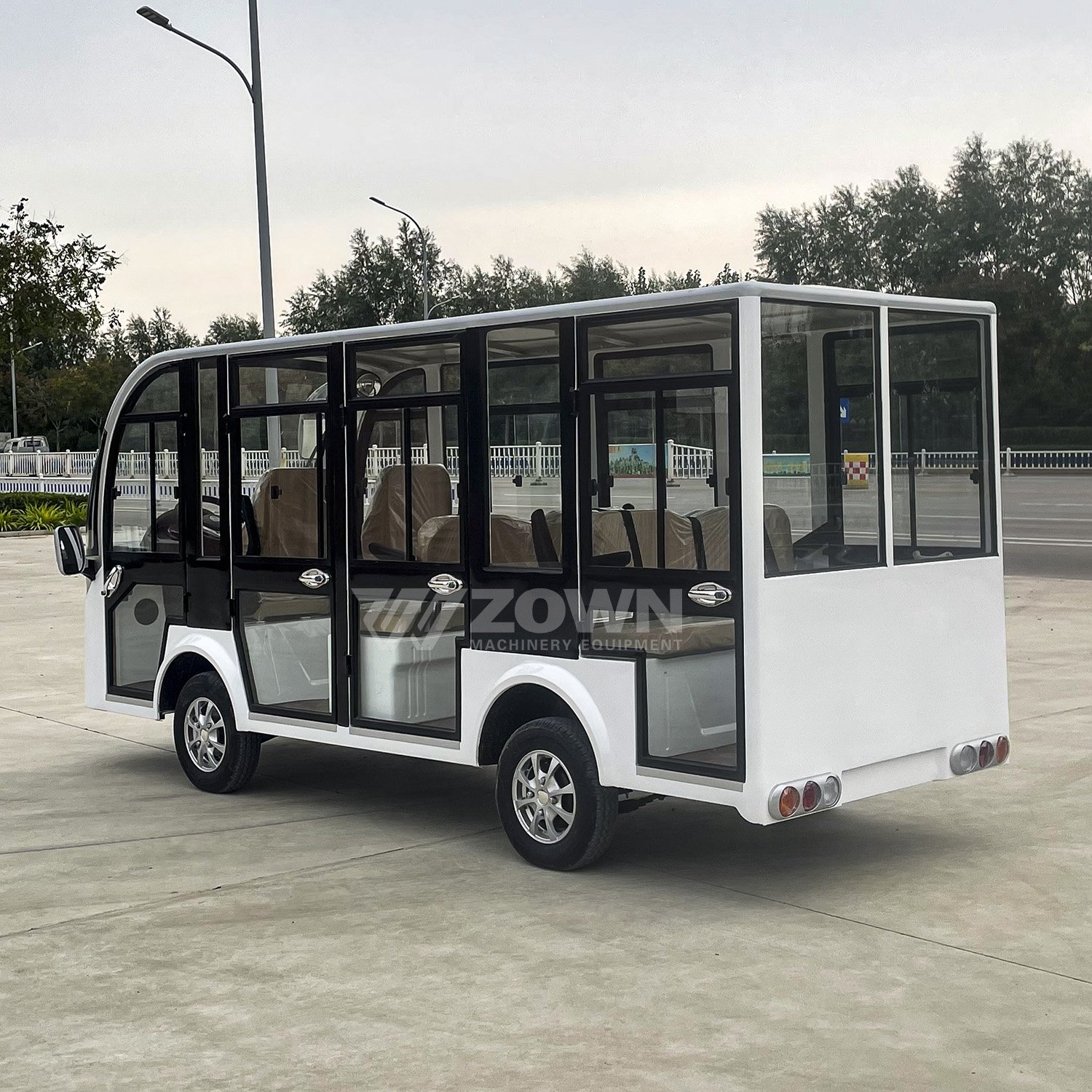 Classic 11 Seater Electric Shuttle Bus with Door for Sale at Wholesale Price