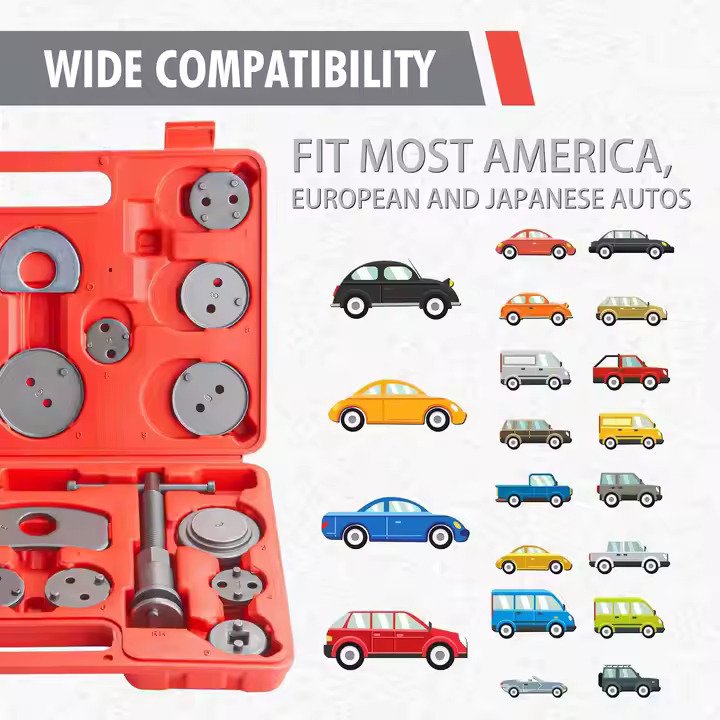 22pcs Universal Auto Repair Maintenance Tool Set Brake Pump Adjustment Pad Replacement Adjust Made Durable Plastic Metal Steel