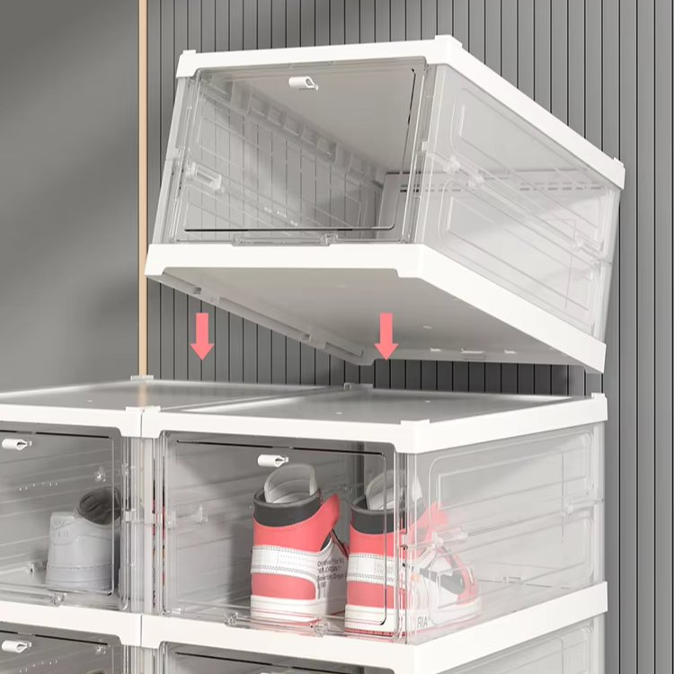 Modern Clear Acrylic Shoe Storage Box Customizable Stackable Transparent Shoe Box Organizer for Big Shoes