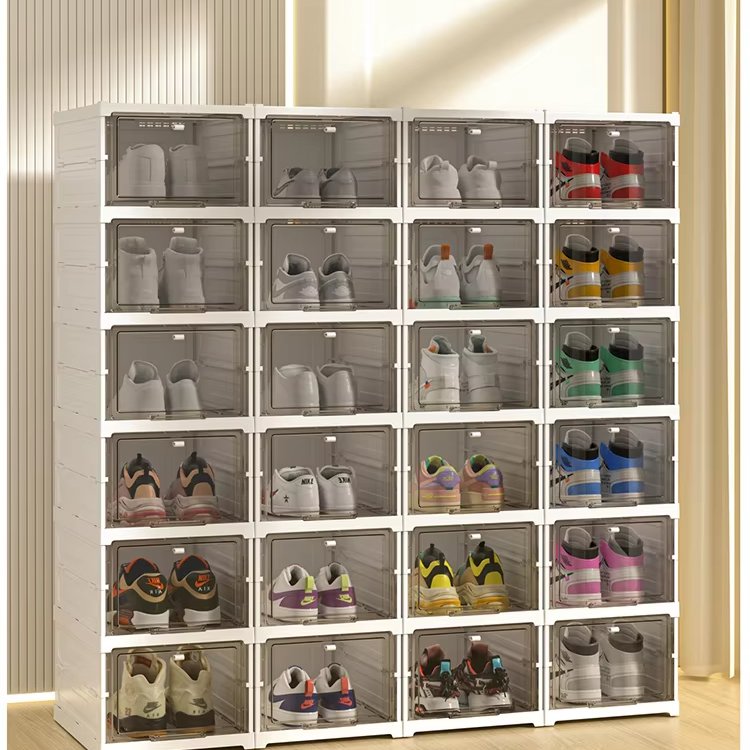 Modern Clear Acrylic Shoe Storage Box Customizable Stackable Transparent Shoe Box Organizer for Big Shoes