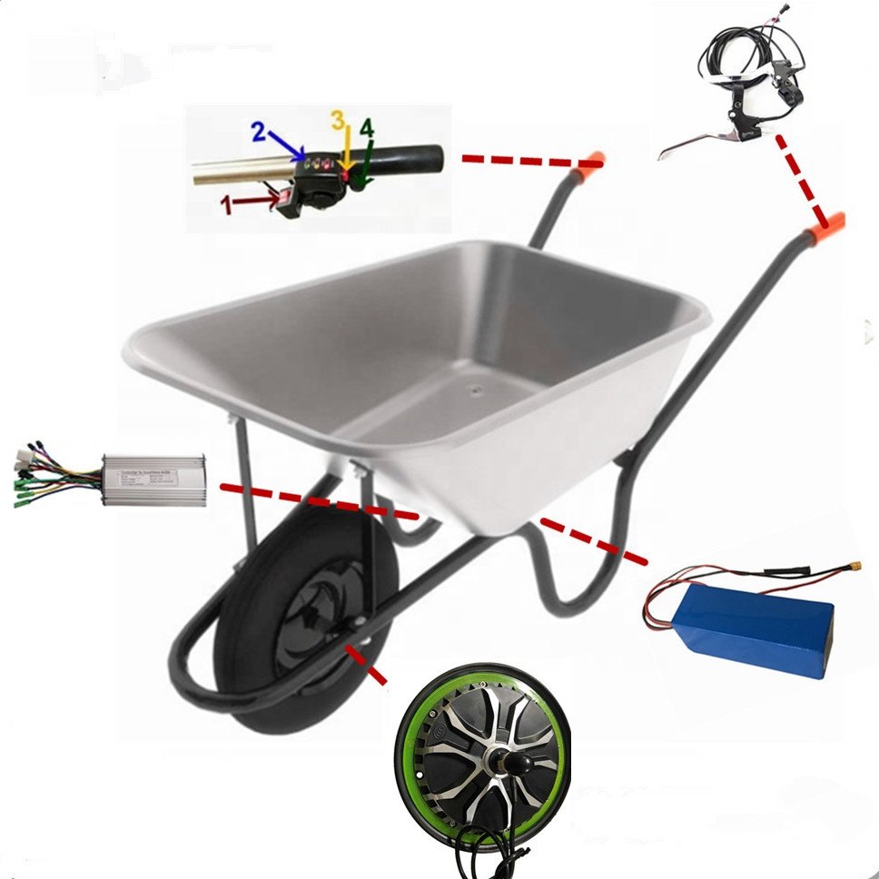 3-6km/h CE Certified 10inch Electric Wheelbarrow Kit 48v 500w Electric Wheel Barrow Kit with 4.0 High Quality Tire and Tube