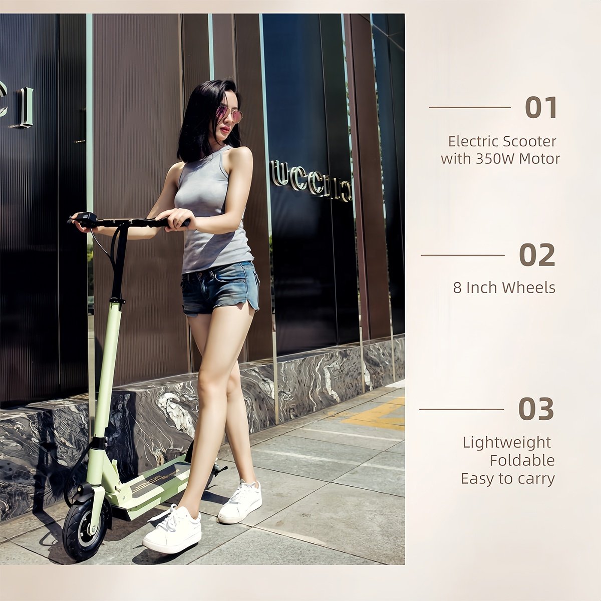36V 13Ah 350W 30km/h Speed 40km Range Folding Adult Electric Scooter 10-inch Drum Brake Dual Suspension Front Brake with Seat
