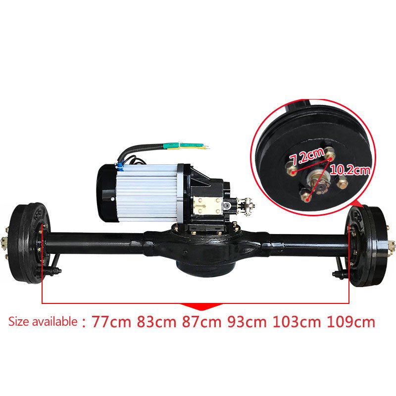 1.5 KW 2000W 3000W 60V 72V Electric Cars Drum Brake Rear Axle with Brushless Differential Motor