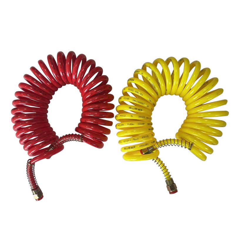 Factory Direct Sale Pa12 Yellow 28 Turns 25 Ft Soft Coil Truck Spiral Tube Air Brake Hose Sizes