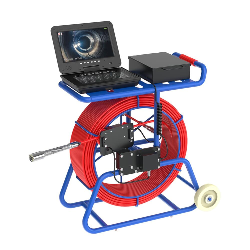 Sewer Inspection Camera 10 Inch IPS 1080P Screen and Self-Leveling 512HZ Locator 60M Diameter 9mm Thick Cable with Brake