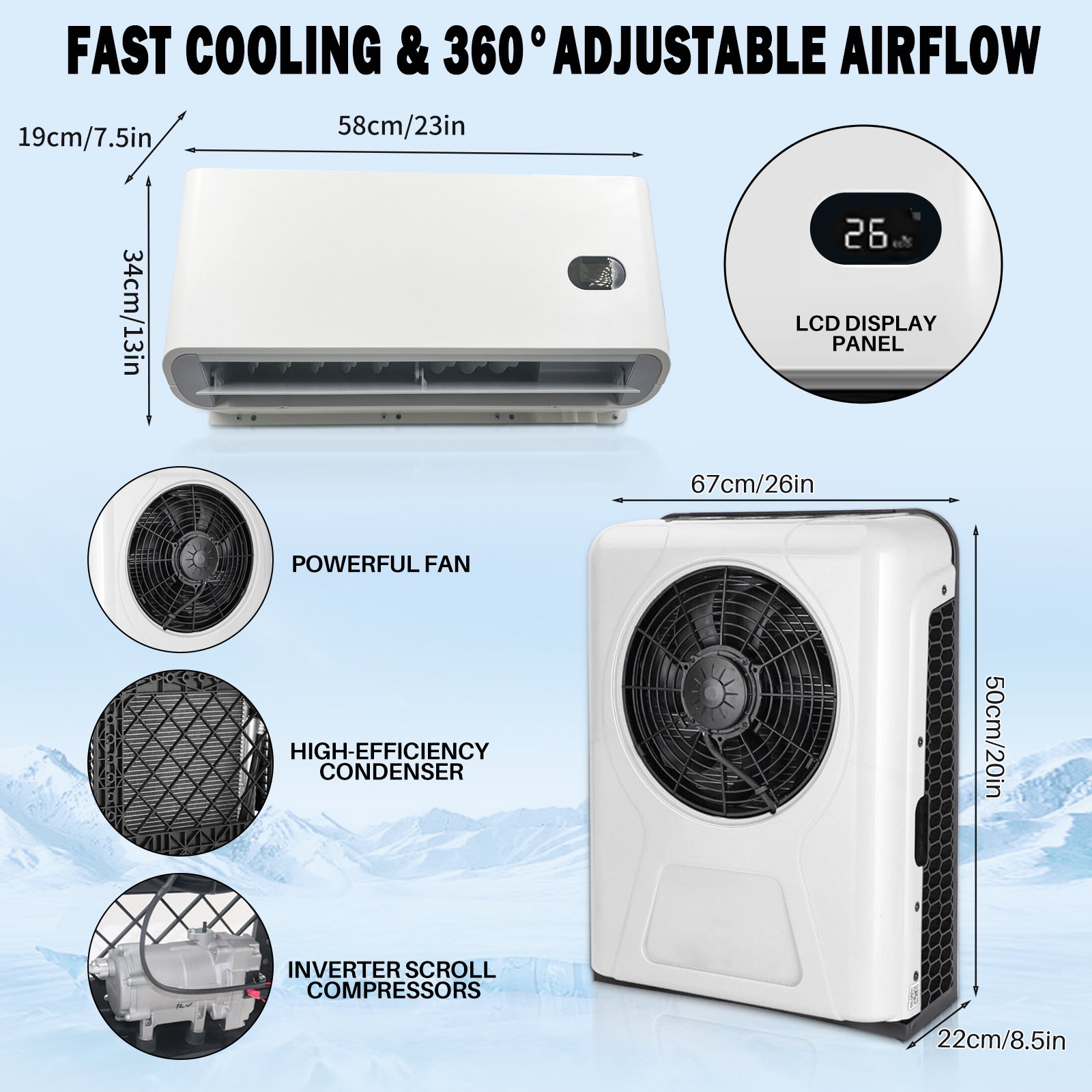 NEW Arrival 12 Volt air Conditioning Split Car Tractor Trailer Apu Truck Parking air Conditioner for Semi Trucks