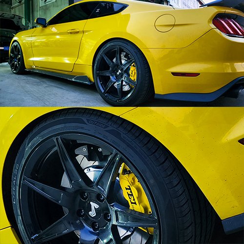 S60-EXPLORE Front and Rear Big Brake Kit 6 Piston and 4 Piston Caliper BBK Auto Brake System for Ford Mustang 20 Inch Car Rim