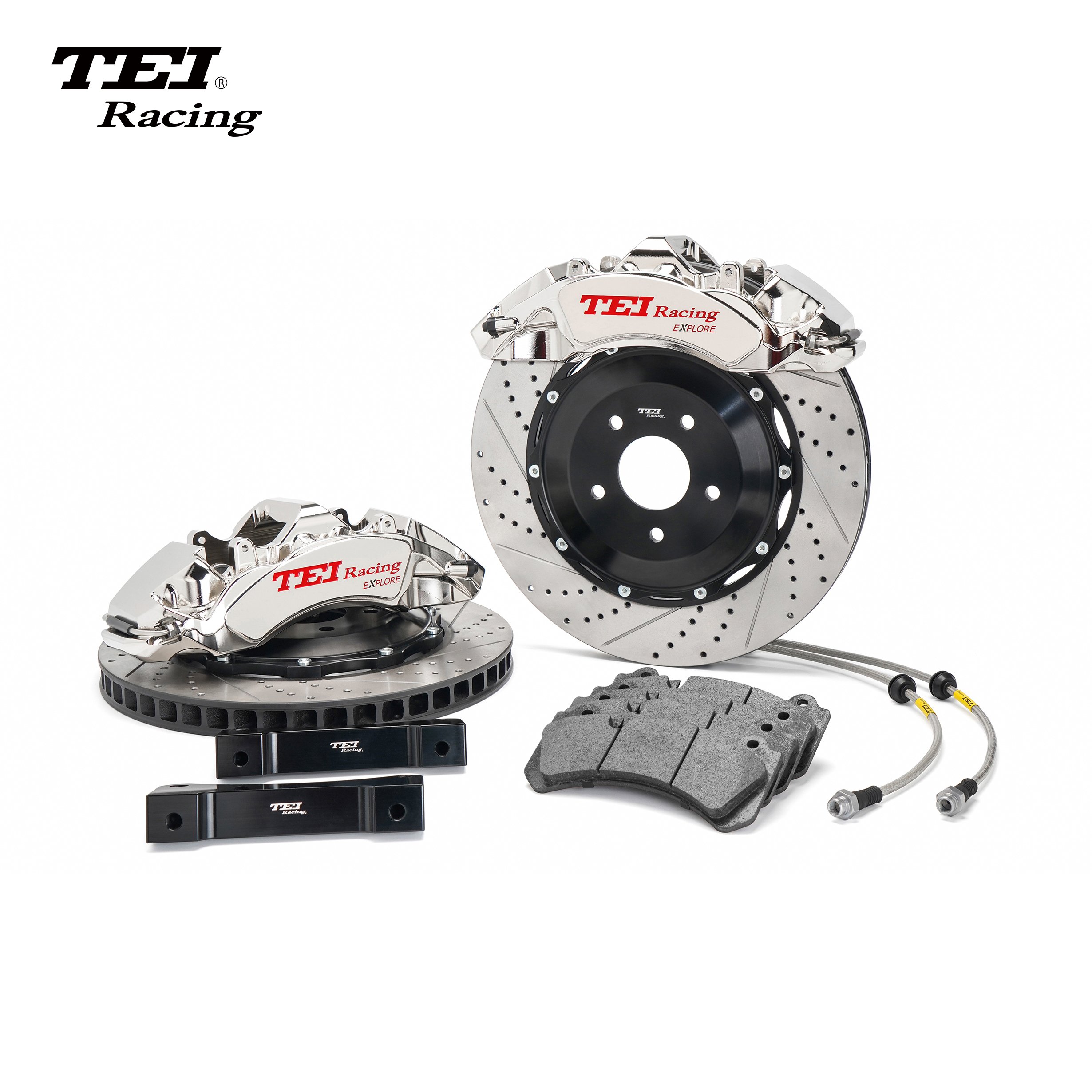 S60-EXPLORE Front and Rear Big Brake Kit 6 Piston and 4 Piston Caliper BBK Auto Brake System for Ford Mustang 20 Inch Car Rim