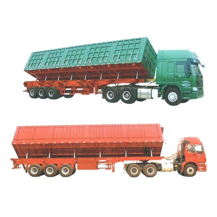 2/3/4 Axles 60 100ton Hydraulic Cylinder Trailer Tipper Dumping Side Dump Trucks Trailers Epa Rear Dump Trailer