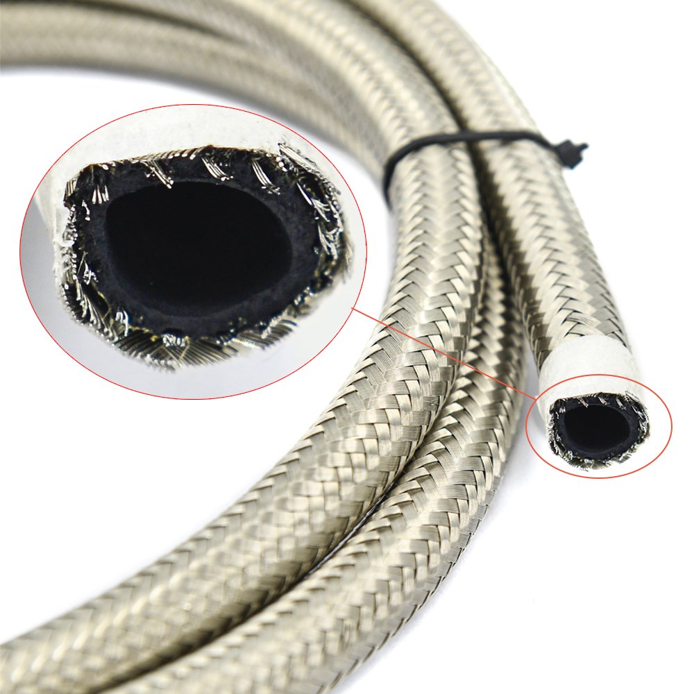 AN6/AN8/AN10 Universal Car Fuel Hose Oil Gas Line Stainless Steel Braided Pipeline Gas Radiator Brake Hose Fuel Pipe