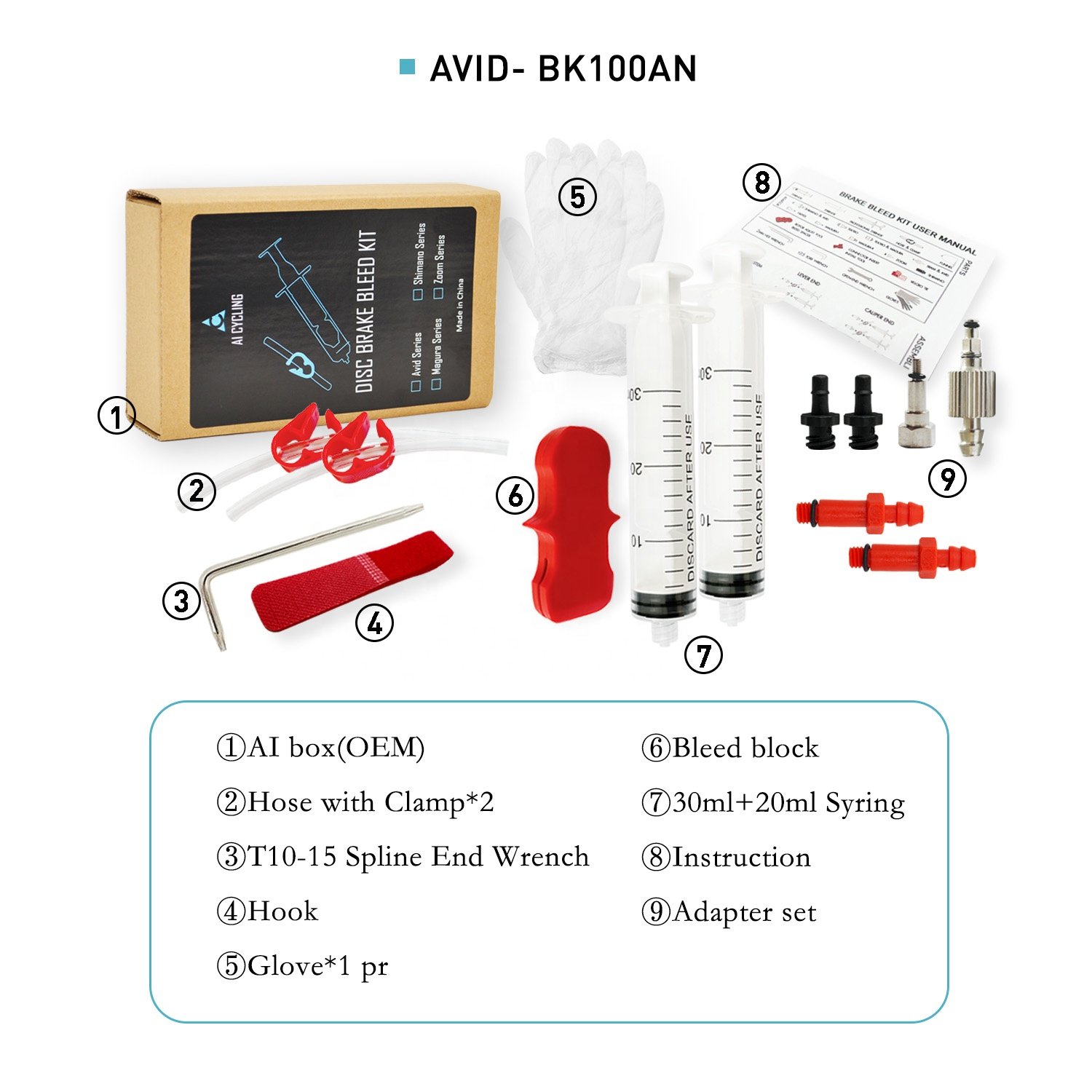 Hot Sale Bicycle Brake Bleed Kit Bike Hydraulic Disc Brake Repair Tools Set Oil Bleed Kit for AVID Brake