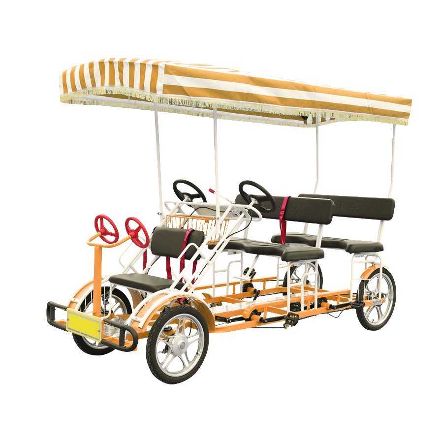 All of Kinds Color Four Wheels Tourist Sightseeing tandem Bicycle Surrey Bike Electric Surrey Bike With Roof