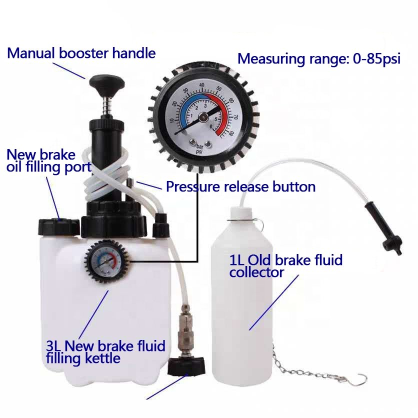 YIZHE Hand Pressure Manual Brake Bleeder Brake Fluid Extractor Auto Repair Tool Kit YZ-9024