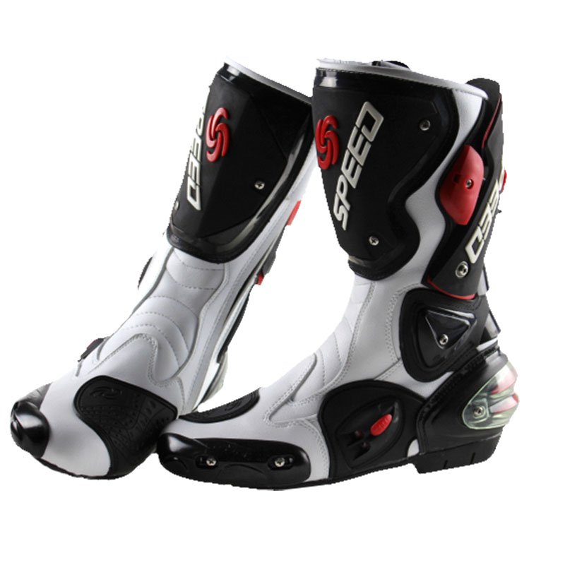 Moto Racing Microfiber Leather Motorcycle Boots Winter Summer Riding Shoes Mountain Bike Off-Road Cycling Mesh Lining Rubber