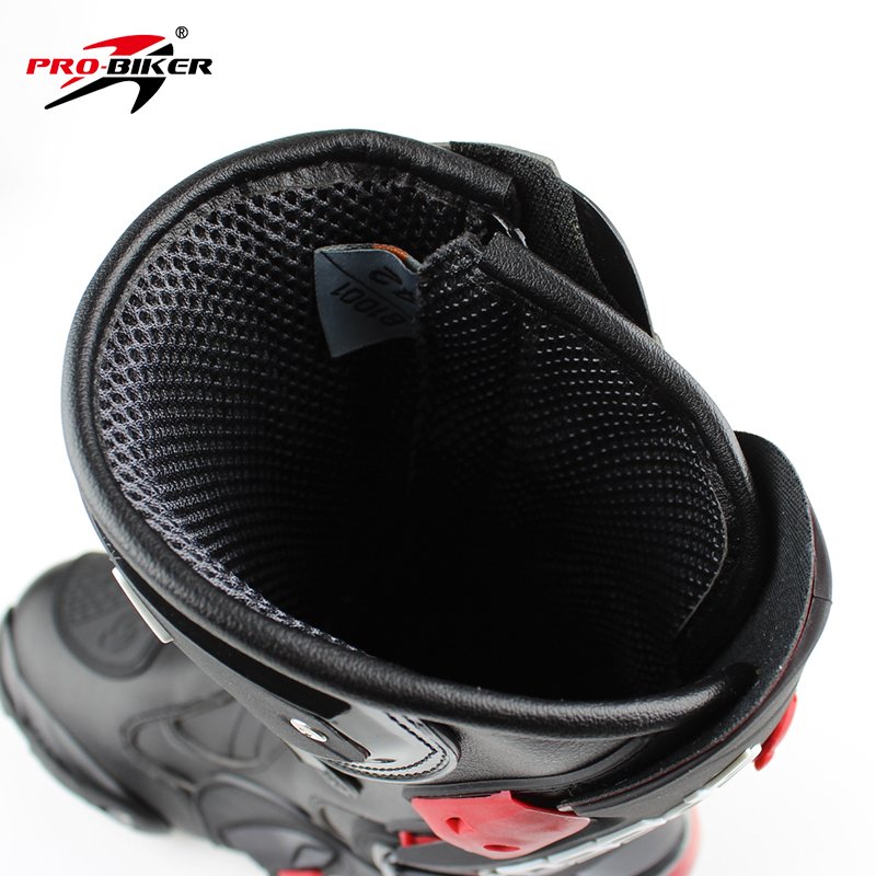 Moto Racing Microfiber Leather Motorcycle Boots Winter Summer Riding Shoes Mountain Bike Off-Road Cycling Mesh Lining Rubber