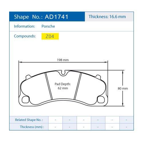 AKun Street Brake Pad Z04 Series Front Brake Pad for 911 Tagra 4s /Turbo/Turbo S OE# 991.351.947.02; 99135194701