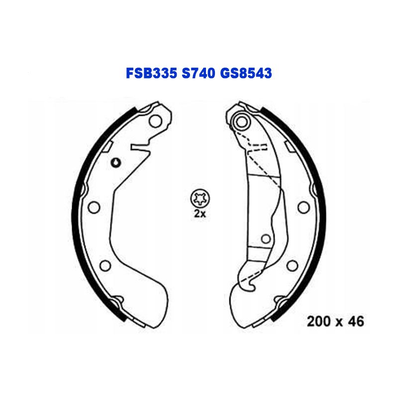 S740 GS8543 FSB335 Rear Drum Auto Car Brake Shoe for DAEWOO VAUXHALL OPEL Aranos Espero Lanos Nexia